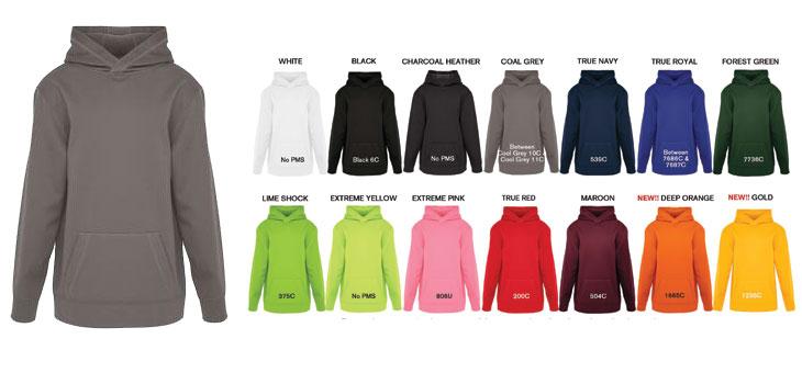 50 ATC YOUTH GAME DAY FLEECE HOODED SWEATSHIRT 3-Panel hood with no drawsting. Set-in sleeves. Front pouch pocket.