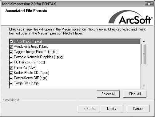 6 Select the file format to use and click [Next].