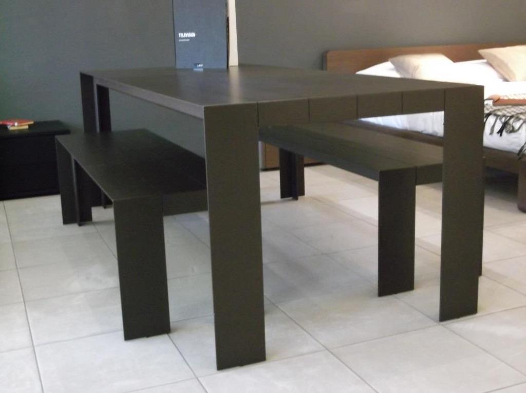 Mod. ADD Table with benches Partner: CITTERIO Colours/finishes: Dark brown aluminium.