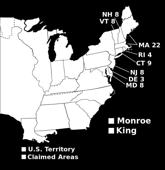 The Election of 1816 featured Democratic-Republican James Monroe against Federalist Rufus King.
