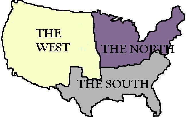 In the early 1800s, three distinct sections developed in the United States the North, the South, and the