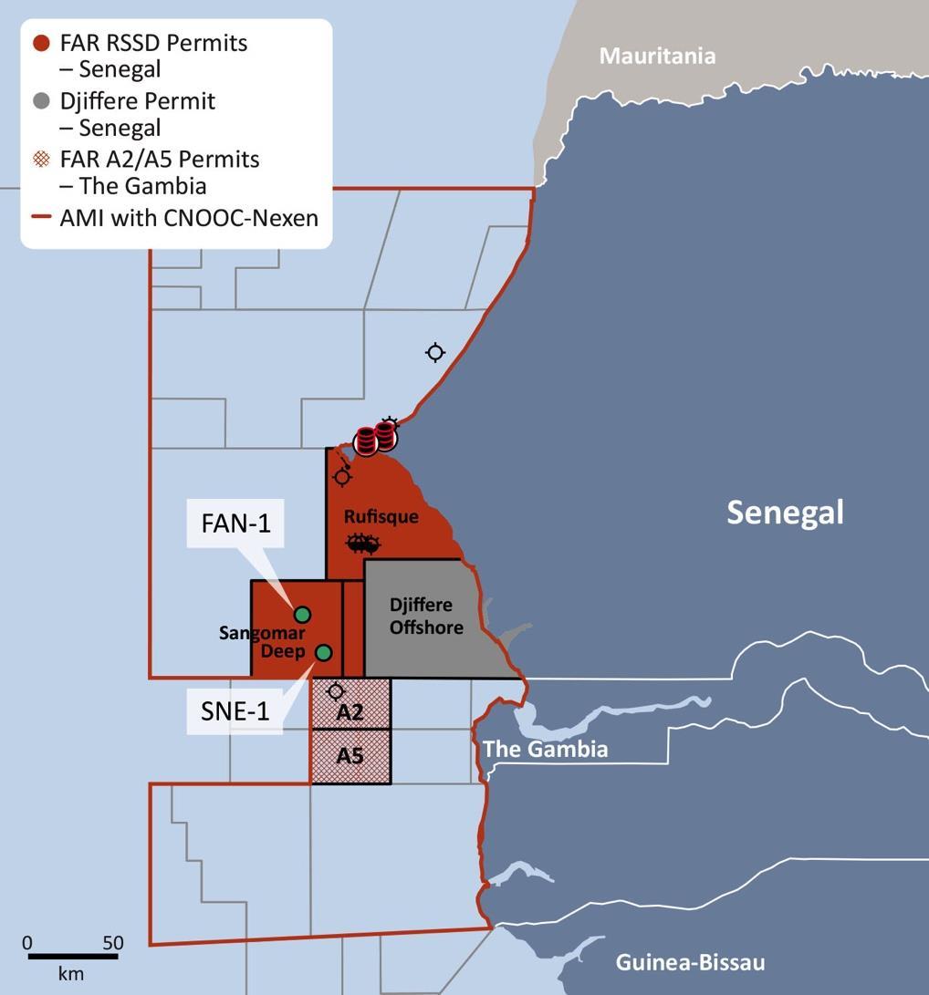 AMI with CNOOC Area of Mutual interest agreement with CNOOC Covering the designated area offshore Senegal and The Gambia CNOOC one of the