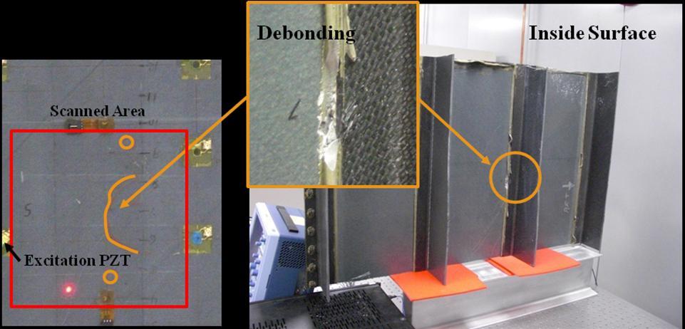 debonding appeared at bottom surface of the aircraft wing section