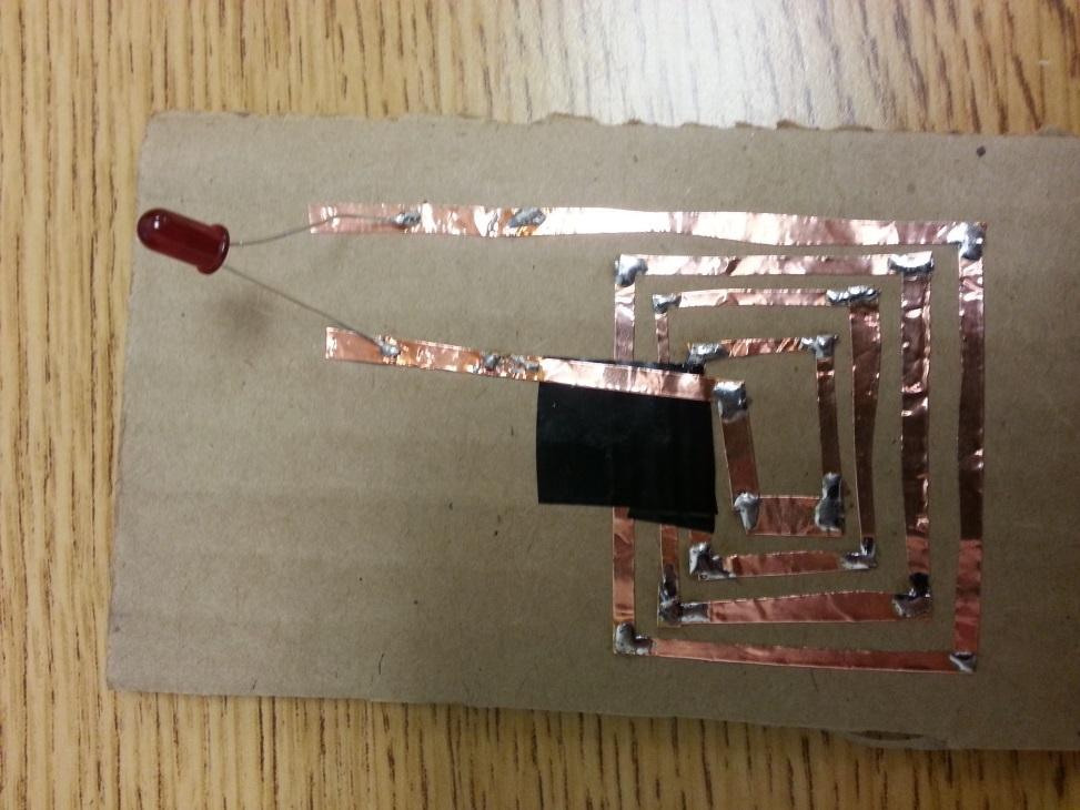 Antenna Design Process-2 Experiments Used ¼ inch copper tape as our antenna trace Tried different designs and sizes of