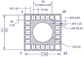 Recommended Solder Mask Layout (mm) Note for Figure 2b: 1. Unless otherwise noted, the tolerance = ± 0.20 mm.