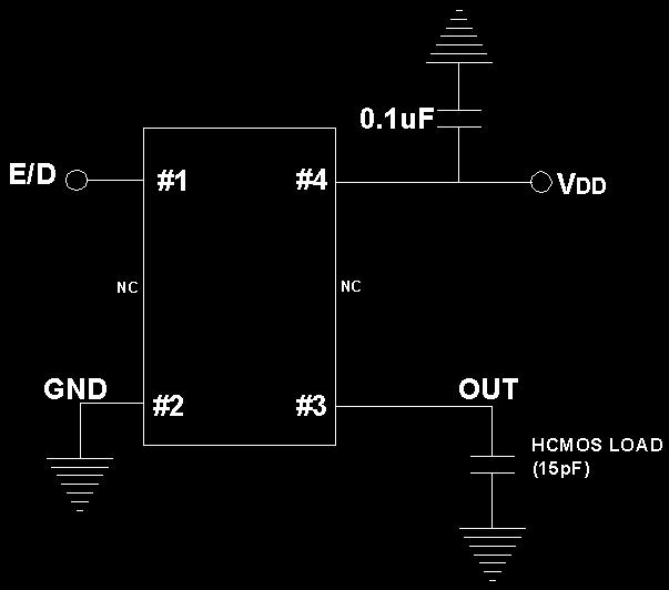 Pin Description and Recommended Circuit Pin # Name Type Function 1 E / D 1 Input Enable / Disable Control of Output (0 = Disabled) 2 GND Ground Electrical Ground for VDD 3 Output Output HCMOS