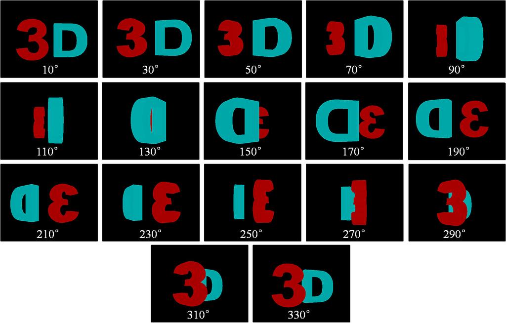 FIGURE 10 The 3-D modeled letters of a computer-generated image. stacked the EL film and EL pinhole film, and the barrier structure for preventing flipped image is implemented by acryl.