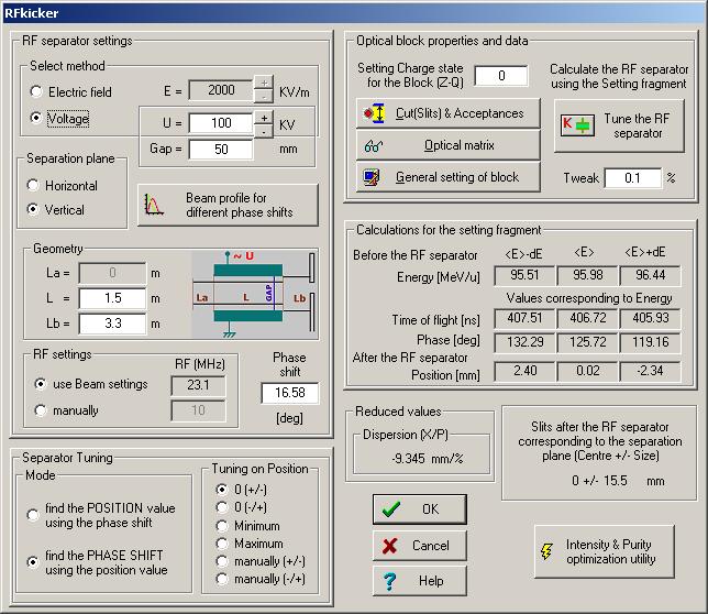 The RF separator dialog is shown in Fig.16.