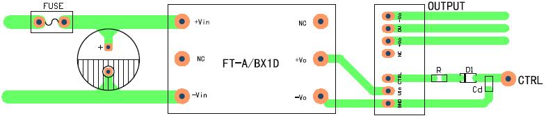 EM MODULE REOMMENDED IRUIT + - FUSE + + N FT-A/BXD N - d D R EUT (V) Nominal Voltage<48V, uf/5v Nominal Voltage =48V, uf/v (Figure ) EM MODULE