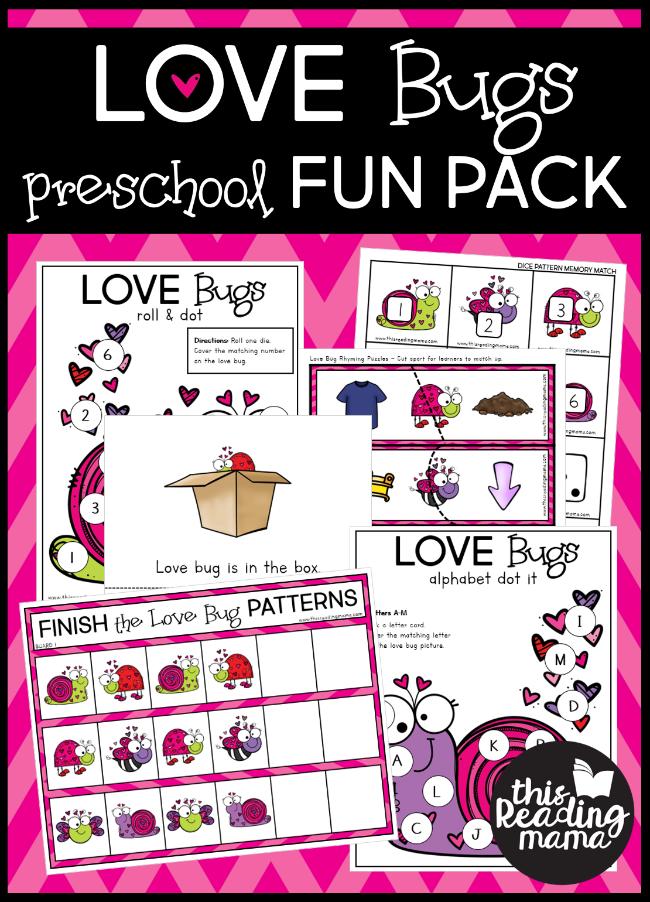 Love Bugs preschool FUN PACK These cute little love bugs are ready to help your preschooler(s) play and learn.
