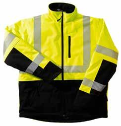 front with Polyester tricot knit fabric The Xtreme Visibility Soft Shell   3M Thinsulate 150 gram quilted lining Under arm zipper provides venting 3M Scotchlite DuPont Teflon Rain & Stain Fabric