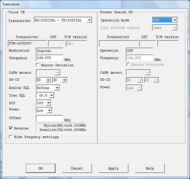 Transceiver settings (Access Point only) When using Access Point of Portable HRI Mode, set the operating frequency and parameters etc.