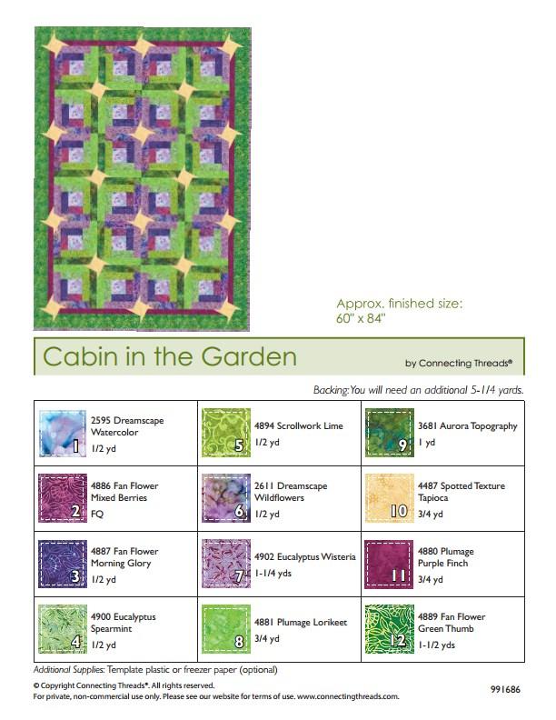 Cabin in the Garden March 17, 5pm 9pm, March 18, 9am 4pm Taught by Pat McMillian Fabric Requirements: See below Other