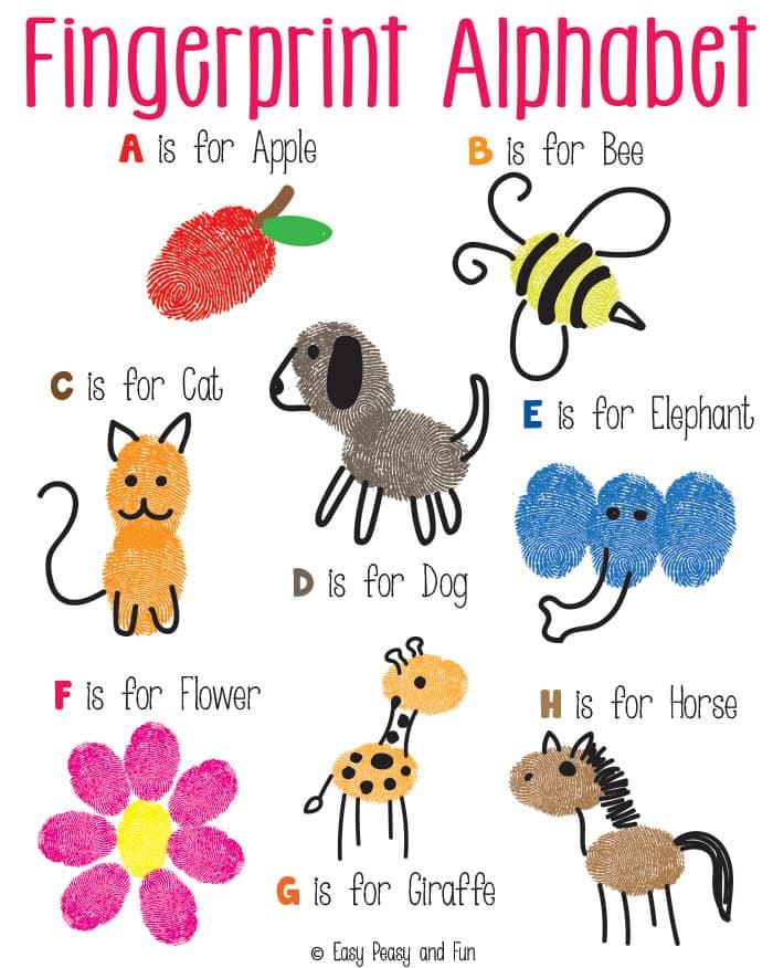 Optional craft idea make finger print pictures There are tons of fingerprint picture ideas on Pinterest, the one we liked was called Fingerprint Alphabet https://www.easypeasyandfun.