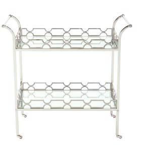 Adjustable glides. Pale Ivory finish. pages 2, 3, 12 363-401 METAL BAR CART W 36-5/8 D 19-1/8 H 35 in. W 93.03 D 48.