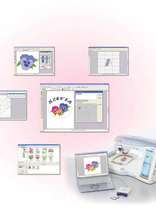 enables you to start making your masterpiece right away, because it comes with 5 exclusive applications that satisfy all of your embroidery needs.