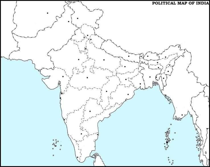 Q10 : Show all the states, Union Territories and their capitals on the political map of India.