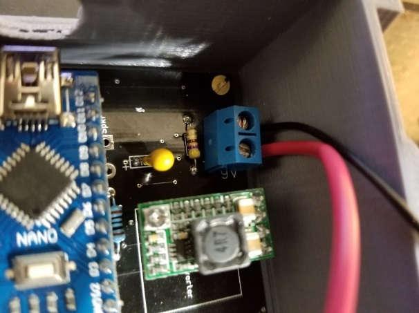8. Screw the Black wire from battery box in the Gnd position of Blue Screw Terminal