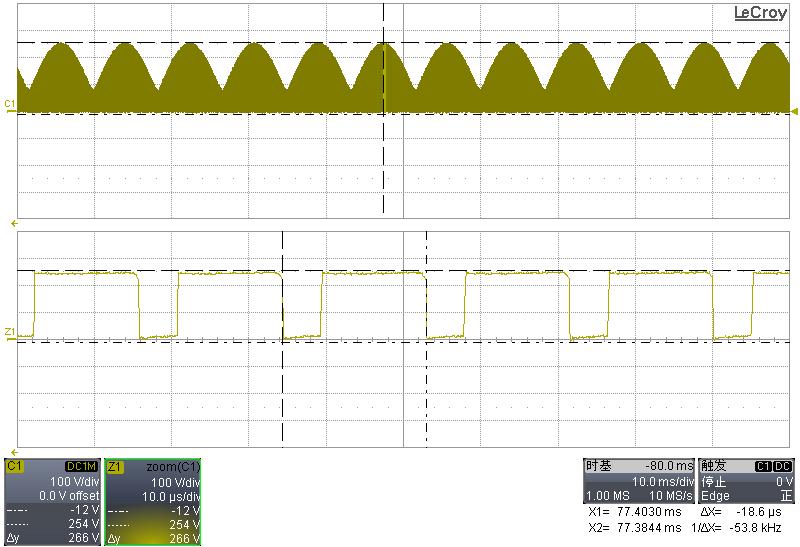 Functional Waveform Input Voltage & Input Current (Vin=120V/60Hz) LED Current Ripple