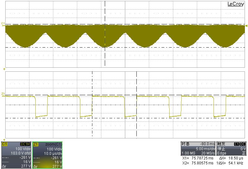 5mA) IC VDRAIN Waveform (Vin=132VAC/60Hz, VDRAIN=266V) Output Diode VR Waveform (Vin=132VAC/60Hz,