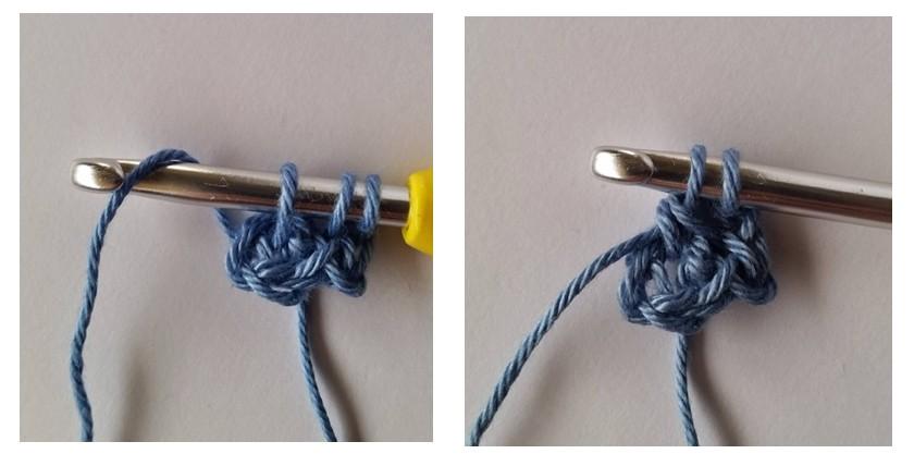 I like to give the yarn a tug to tighten the stitch at