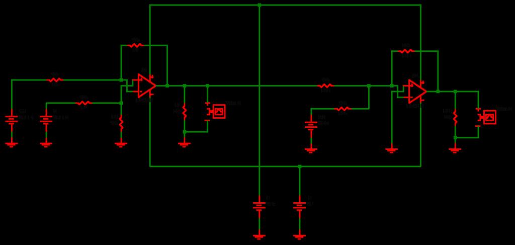 Cascaded Amplifiers 11. Build the circuit above using your two previously built op amp circuits. 12.