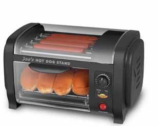 HDM4057 Hot Dog Roller Grill with Bun Warmer 5 Heated slow-rotating stainless steel rollers for perfectly cooked hot dogs every time! Enjoy stadium-style hot dogs cooked on your kitchen counter top!