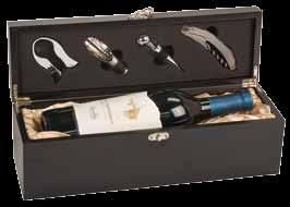99 246 Wine bottle not included Wine bottle not included WN31 Solid Bamboo Single Wine Presentation Box with Tools - has silver clasp that holds lid down - box is padded &