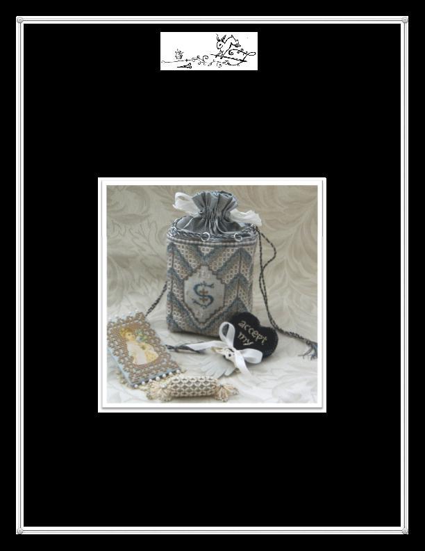with the Victorians. The bag is lined with silk, drawn closed with silk taffeta ribbons. The silk purse strings are threaded through silver rings.