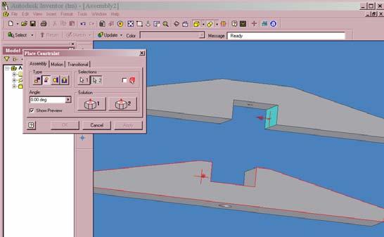 You may have to rotate and move the drawing and individual parts while adding constraints.