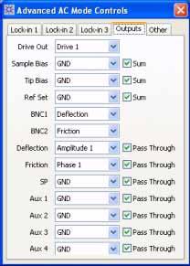 MAC III Mode 5 Outputs Tab The Output tab options set the routing paths between the MAC III physical and internal connections.