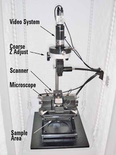 Agilent 5500 SPM Components 2 The Agilent 5500 SPM consists of the following major components: Figure 10 Components of the Agilent 5500 SPM Microscope The microscope (Figure 11) includes the hinged