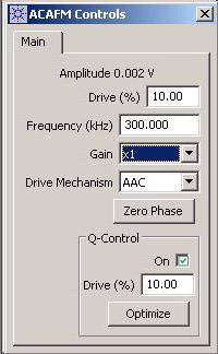 AC Modes 6 To use Q Control, select the On check box in the ACAFM Controls window.