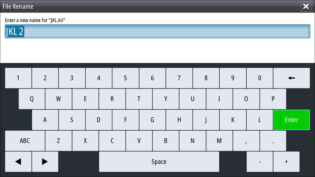 On-screen keyboard A numeric or alphanumeric virtual keyboard is displayed when required to enter user information in dialogs.