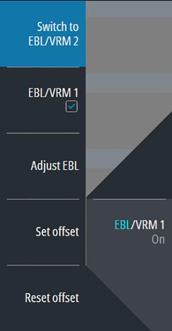 softkey twice, or by re-pressing the softkey when the function is active. The content of the pop-up depends on status of the active EBL/VRM. The example shows the pop-up when active EBL/VRM is offset.