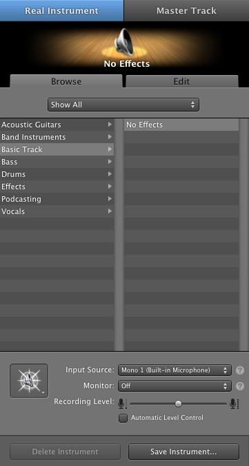 When making a new track on which to record your guitar, you can either select Real Instrument or Electric Guitar.