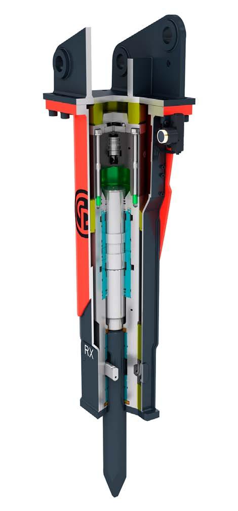 Value-for-money features Power booster for maximum performance The power booster feature on RX breakers enables you to get higher breaking performance without increasing the hydraulic input in