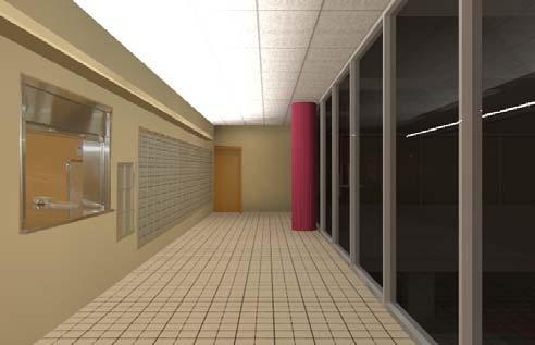 The average illuminance levels in the corridor area with indirect light are as