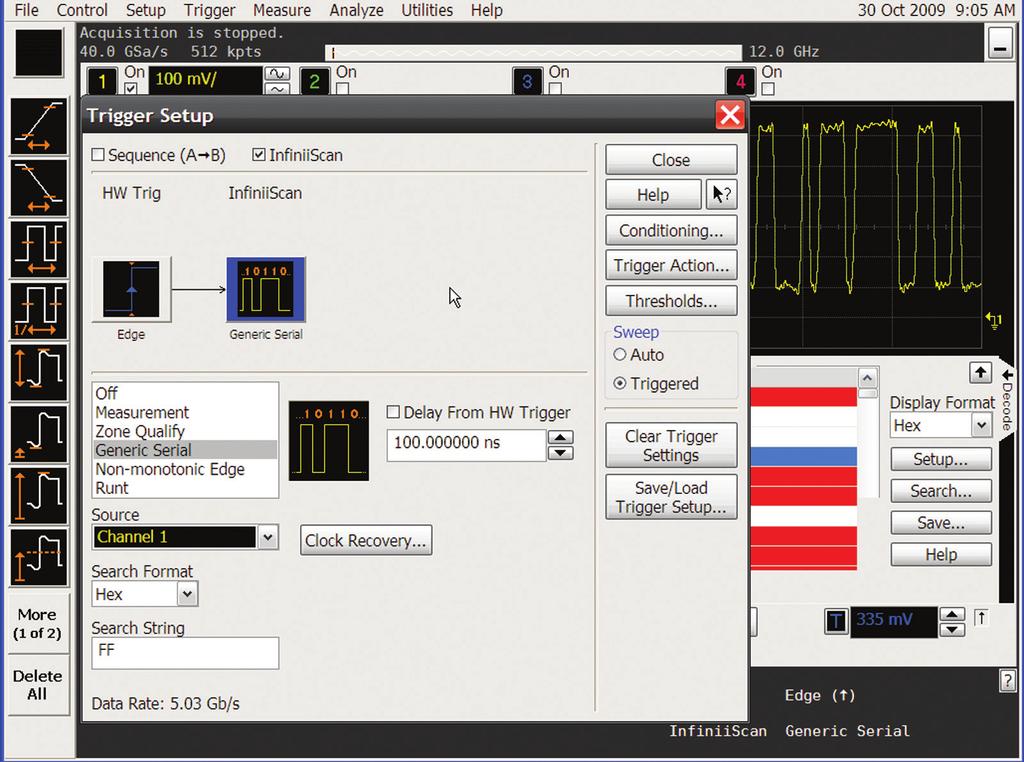 06 Keysight InfiniiScan Event Identification Software - Data Sheet InfiniiScan Software Finders (Continued) The generic serial finder lets you set up to an 80-bit serial pattern for the oscilloscope