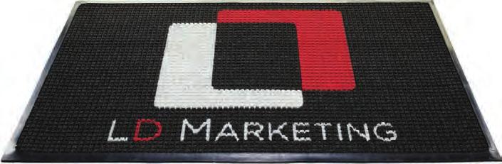 WaterGuard Logo Inlay indoor/outdoor carpeted matting Captures Dirt Colors Available Texturized carpet scrapes dirt and debris off of shoes Aqua Bordeaux Bluestone Charcoal Eye-Catching Design Dark