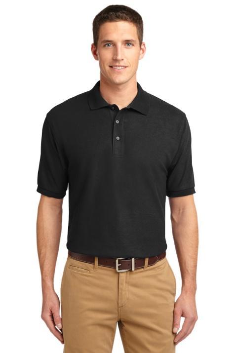 MEN S - Port Authority Silk Touch Polo STYLE K500 5-ounce, 65/35 poly/cotton pique Flat knit collar and cuffs Metal buttons with dyed-to-match plastic rims Double-needle armhole seams and hem Side