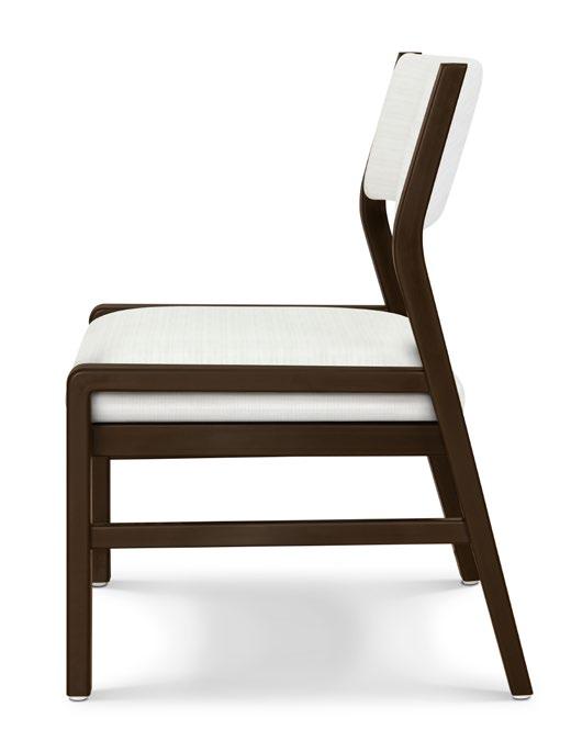 clean lines; a spacious removable seat, an angled back and wall saver back legs.