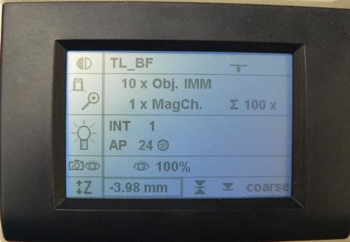 Find Your Sample: Brightfield 6) To find your sample using transmitted light, select the TL/IL button on the left side of the microscope.