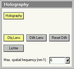 Tecnai on-line help User interface 114 4.46 Holography The Holography Control Panel. The Holography Control Panel contains the controls needed for holography on the Tecnai F20 and F30 instruments.