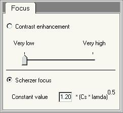 Tecnai on-line help User interface 120 4.48 Image Settings Focus The Image Settings Focus Control Panel.