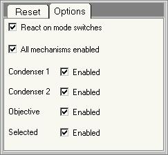 Tecnai on-line help User interface 132 4.53 Motorized Apertures Options The Motorized Apertures Options Control Panel.