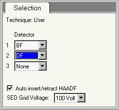 Tecnai on-line help User interface 181 4.83 STEM Detector Selection (User) The STEM Detector Selection Control Panel.