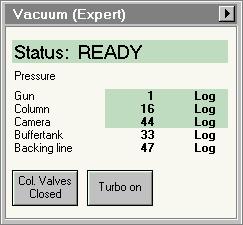 Tecnai on-line help User interface 196 valves are closed (as a warning that the beam will not be visible). The same is indicated, when possible, by the status display.