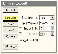 Tecnai on-line help User interface 87 4.31 Enfina (Expert) The Enfina control panel contains a number of controls for the Gatan Enfina Spectrometer.
