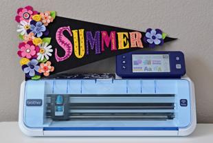 projects Summer Pennant MATERIALS: ScanNCut Machine and Accessories; ScanNCut Standard Craft Mat; 6" x 9" Craft Felt: (Dark Pink, Light Pink, Peach, Light Peach, Dark Purple, Light Purple, Yellow,